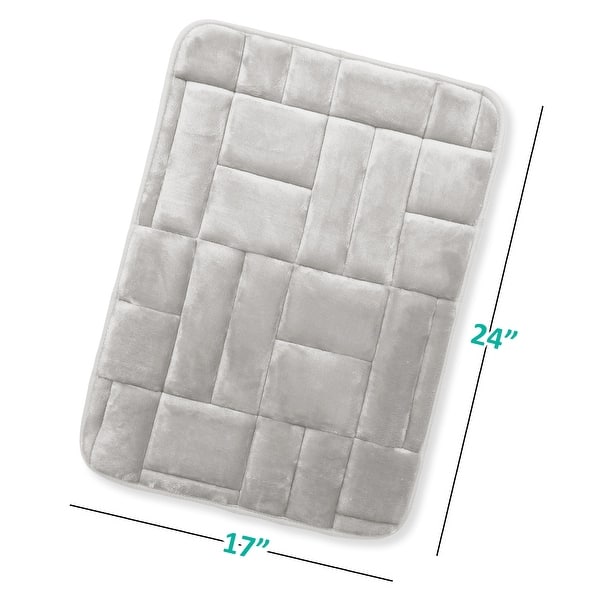 dimension image slide 15 of 28, Clara Clark Ultra Soft Non Slip and Absorbent Bath Rug - Tiled Velvet Memory Foam Bath Mat