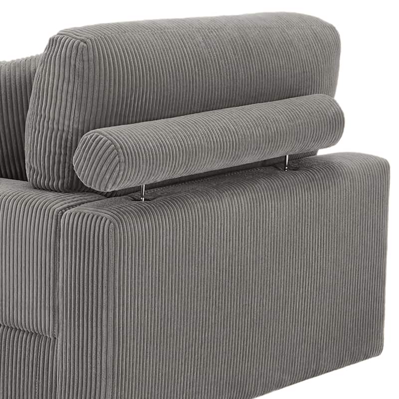 Modern Corduroy Indoor Chaise Lounge Couch with Pillows