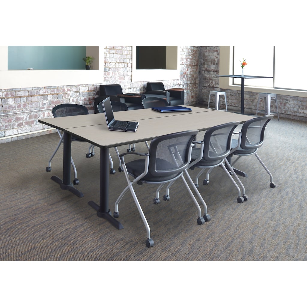 84" x 24" Training Table- Maple & 3 Nesting Chairs- Black