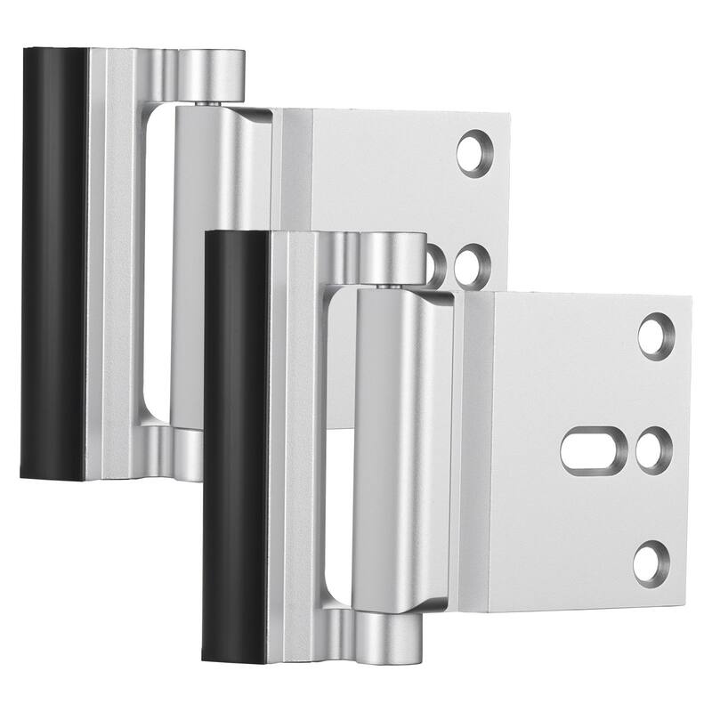 2 Pack Silver Door Reinforcement Lock Aluminum Alloy Security Latch with Rubber Bumper