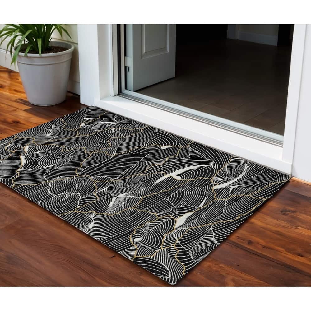 HomeRoots Abstract Transitional Rectangle Outdoor Rug