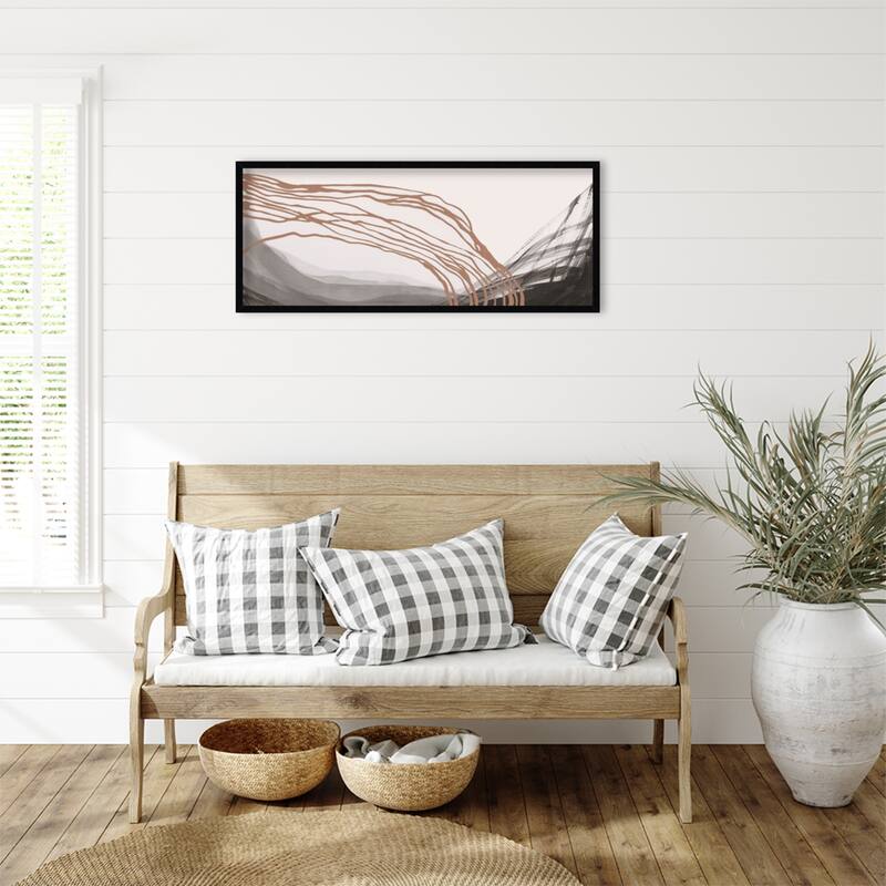 Amanti Art Framed Fabric Pinboard Flowing Lines Over Dark Landscape by PI Studio Printed Bulletin Board - Board Size 40 x 16