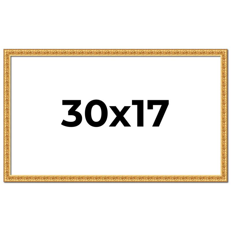 30x17 Frame Gold Real Wood Picture Frame Width 1 inches | Interior