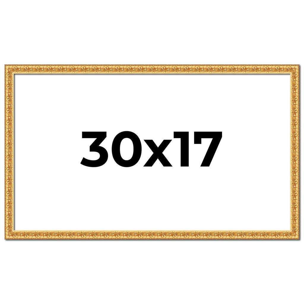 30x17 Frame Gold Real Wood Picture Frame Width 1 inches | Interior