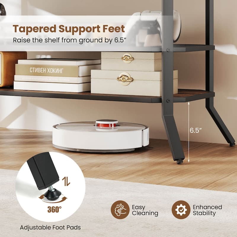 Costway TV Stand for 46" TVs with 2 Storage Shelves Tapered Metal Legs
