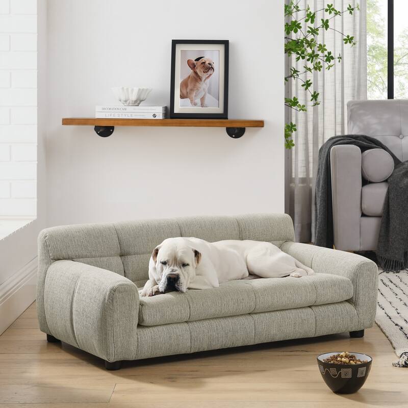 Soft and comfortable pet sofa with backrest and armrests, suitable for modern rectangular pet sofas for large and medium-sized - Beige