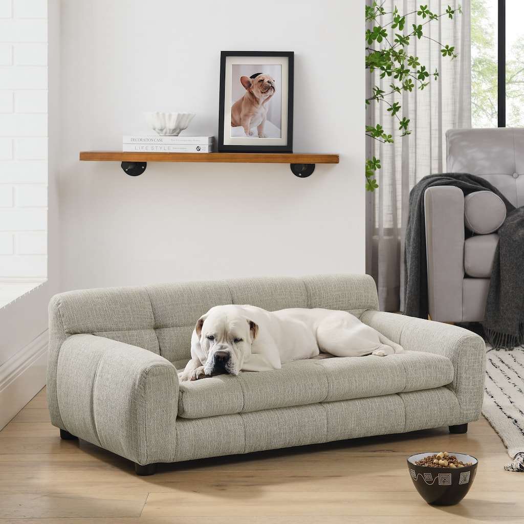 Soft and comfortable pet sofa with backrest and armrests, suitable for modern rectangular pet sofas for medium-sized dogs