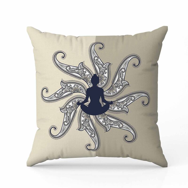 Mystic Silence Indoor/Outdoor Reversible Throw Pillow Beige and Blue