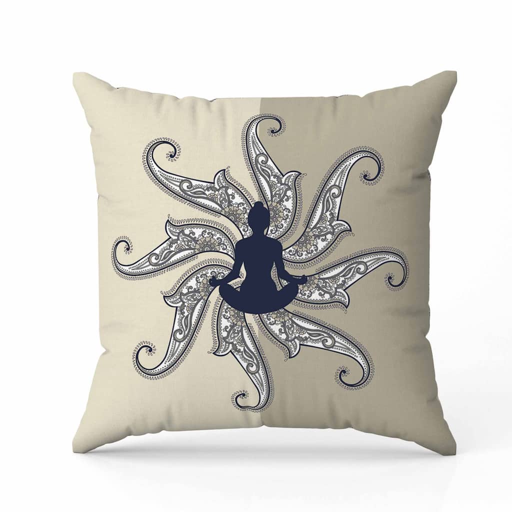 Mystic Silence Indoor/Outdoor Reversible Throw Pillow Beige and Blue