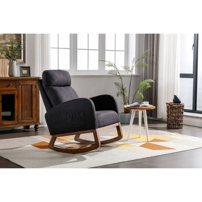 37''L Elegant Comfortable Rocking Chair,Upholstered Tall Back Accent
