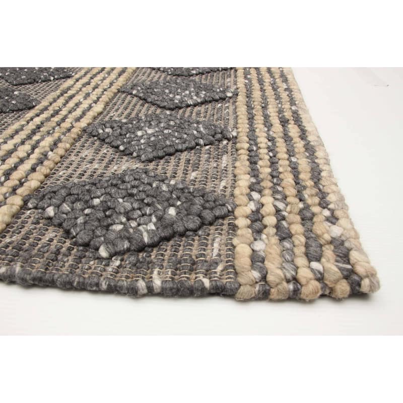 ECARPETGALLERY Braid weave Sienna Grey, Taupe Wool Rug - 5'0 x 6'9