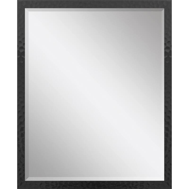 HomeRoots 32" Black Hammered Geometric Framed Accent Mirror - 26.00 in. x 32.00 in. x 1.00 in.