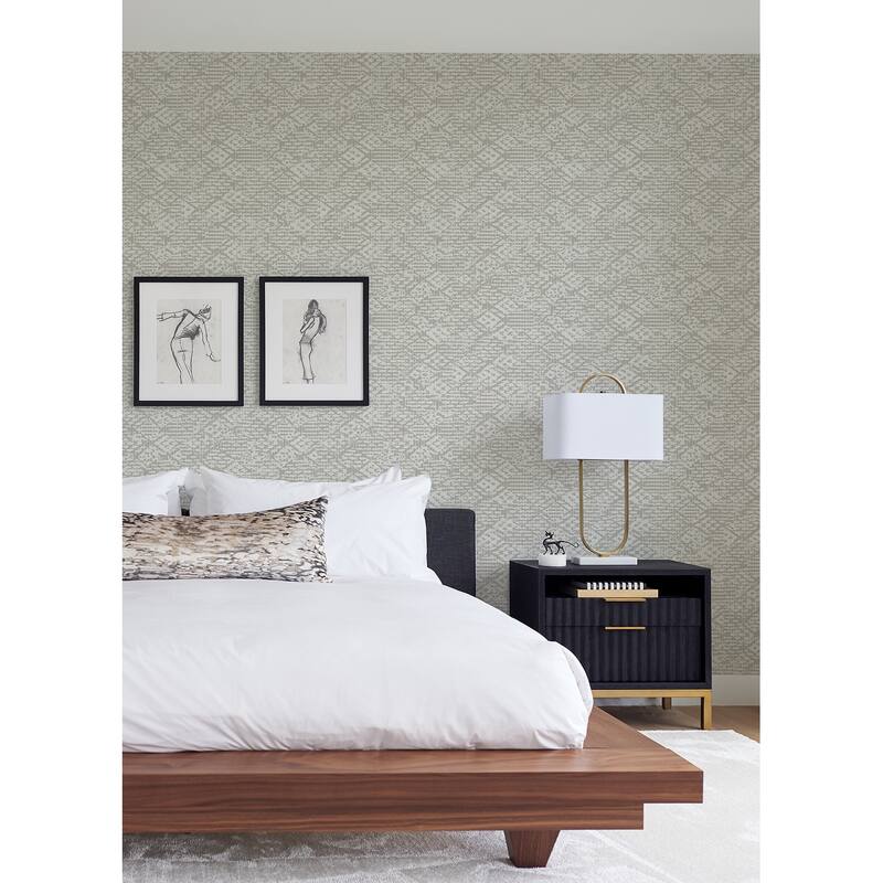 A-Street Prints Helene Silver Glitter Geometric Wallpaper