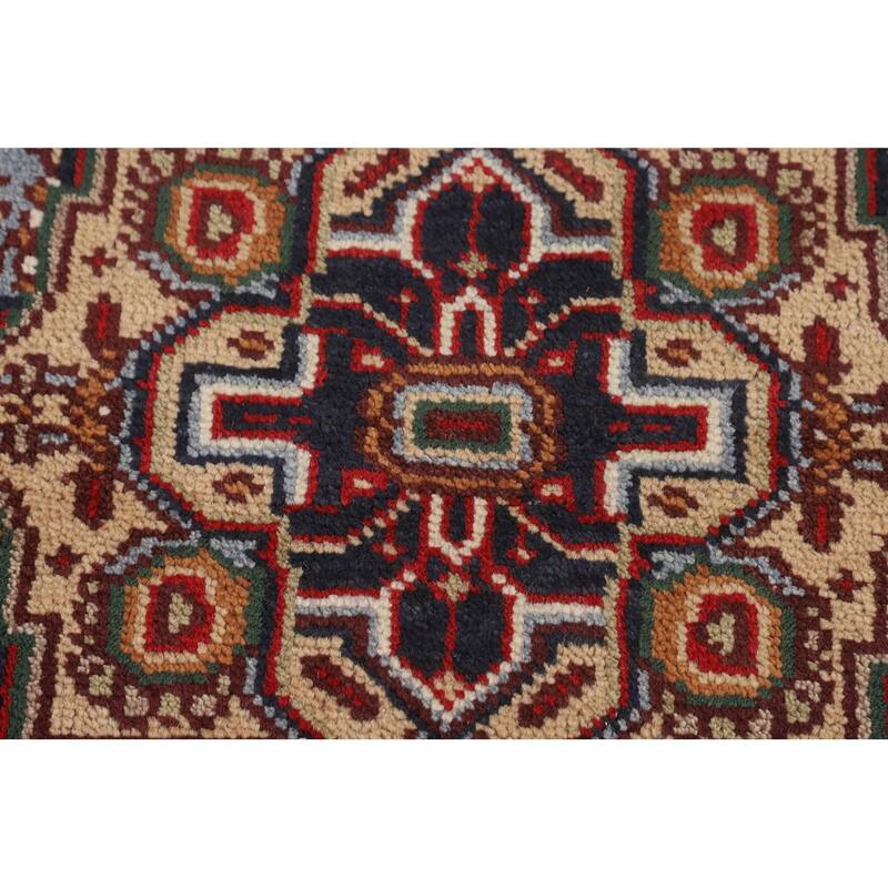 Geometric Blue Heriz Serapi Oriental Accent Rug Handmade Wool Carpet - 3'2" X 5'0"