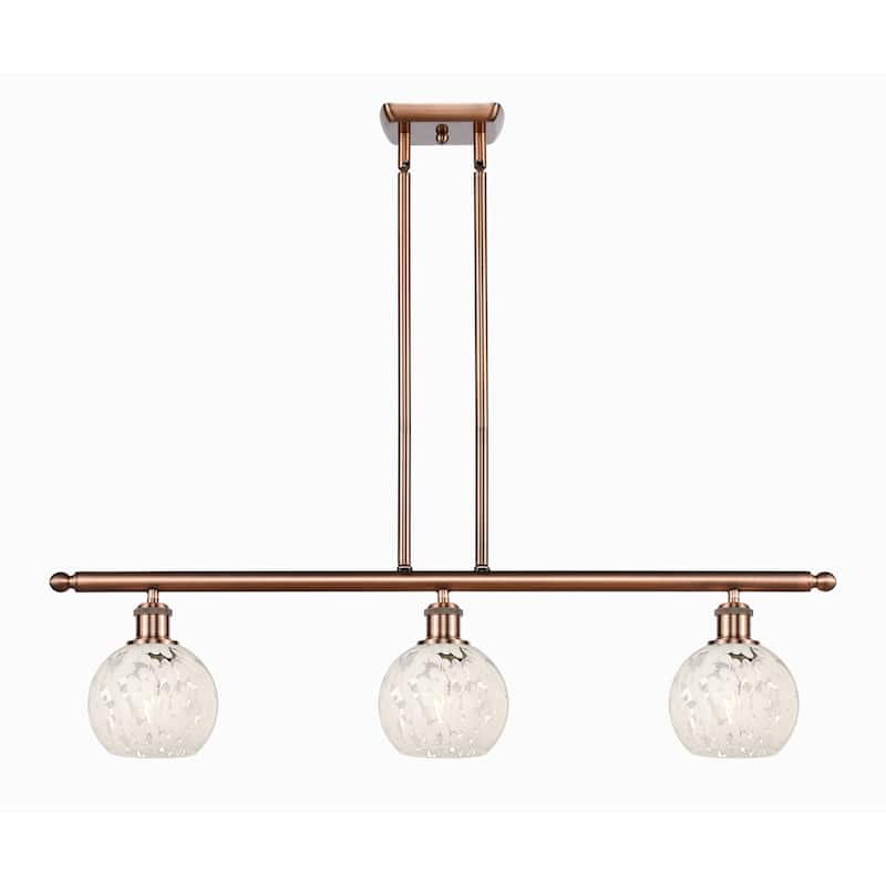 Innovations Lighting 516-3I-9-36-White Mouchette-Indoor Pendant White - Antique Copper / White Mouchette