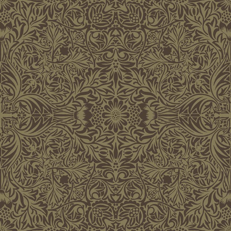 Ceiling Brown Intricate Floral Wallpaper