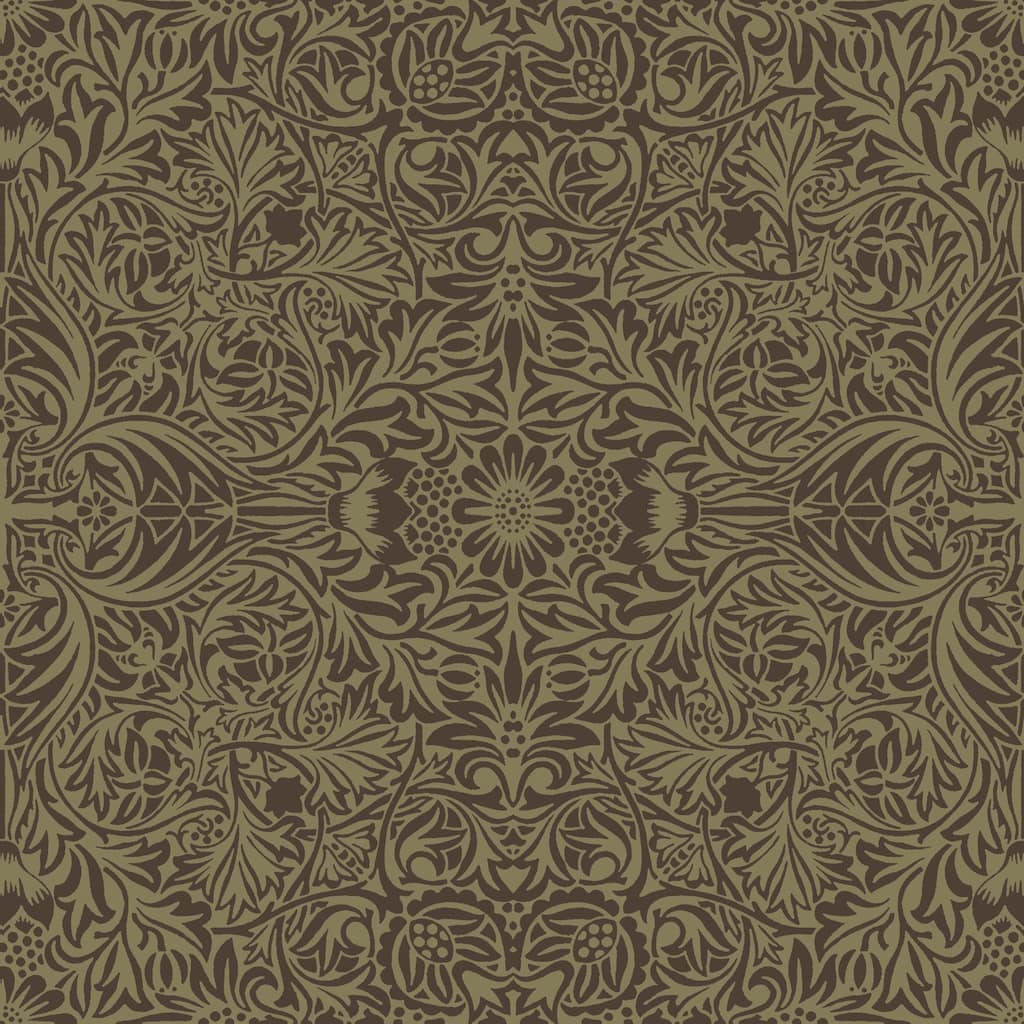 Ceiling Brown Intricate Floral Wallpaper