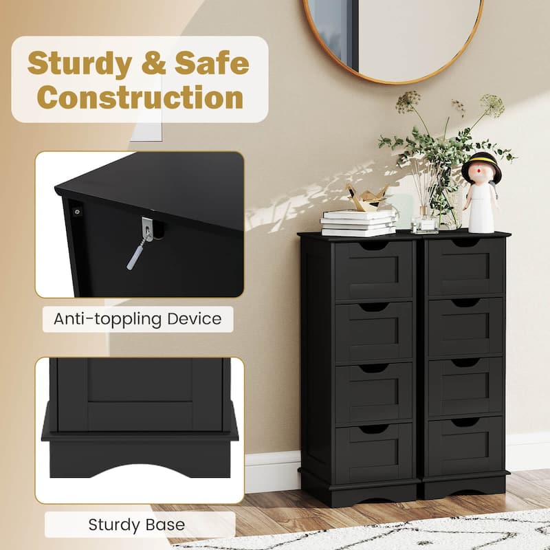 Costway Bathroom Storage Cabinet with 4 Drawers Cut-out Handles - See Details