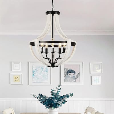 Modern White Solid Wood Chandeliers