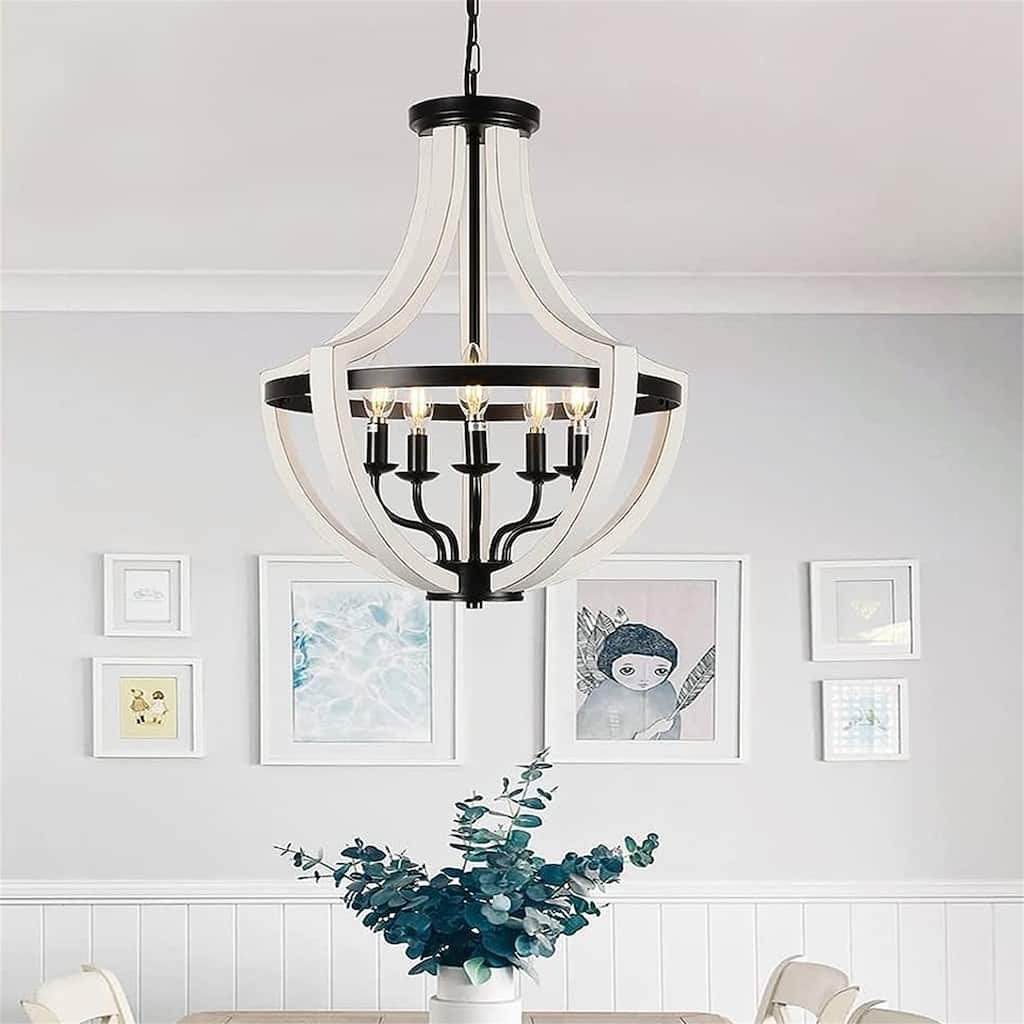 Modern White Solid Wood Chandeliers