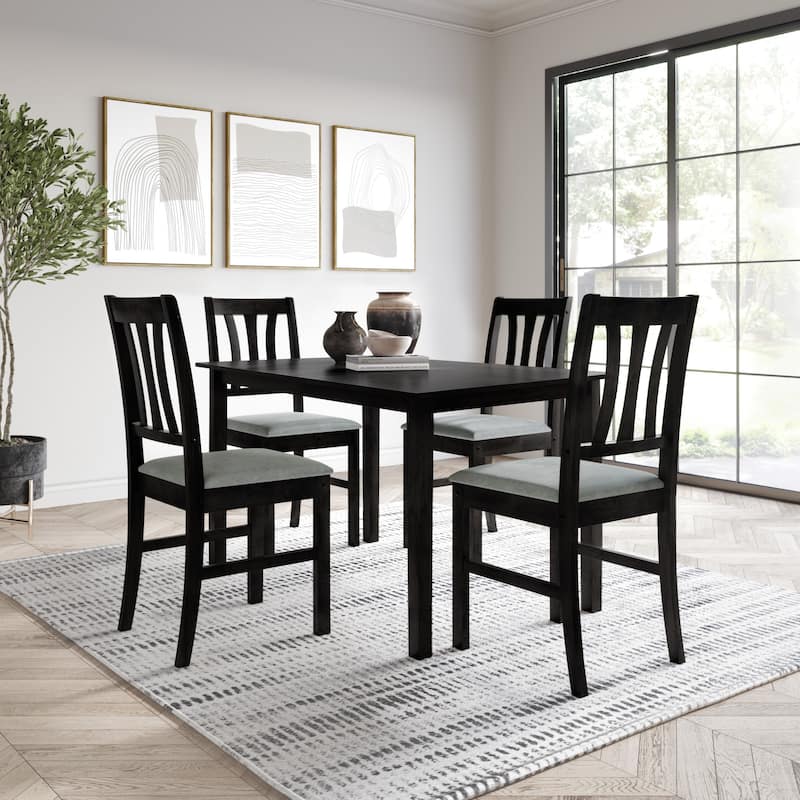 Dothan Counter Height Dining Set - 60054 Black- Table and 4 Chairs - Black / Grey