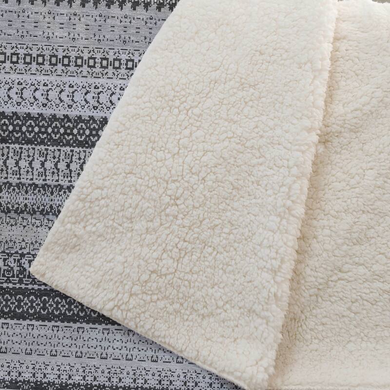 Premium Machine Washable Boho Stripes Sherpa Throw Blanket