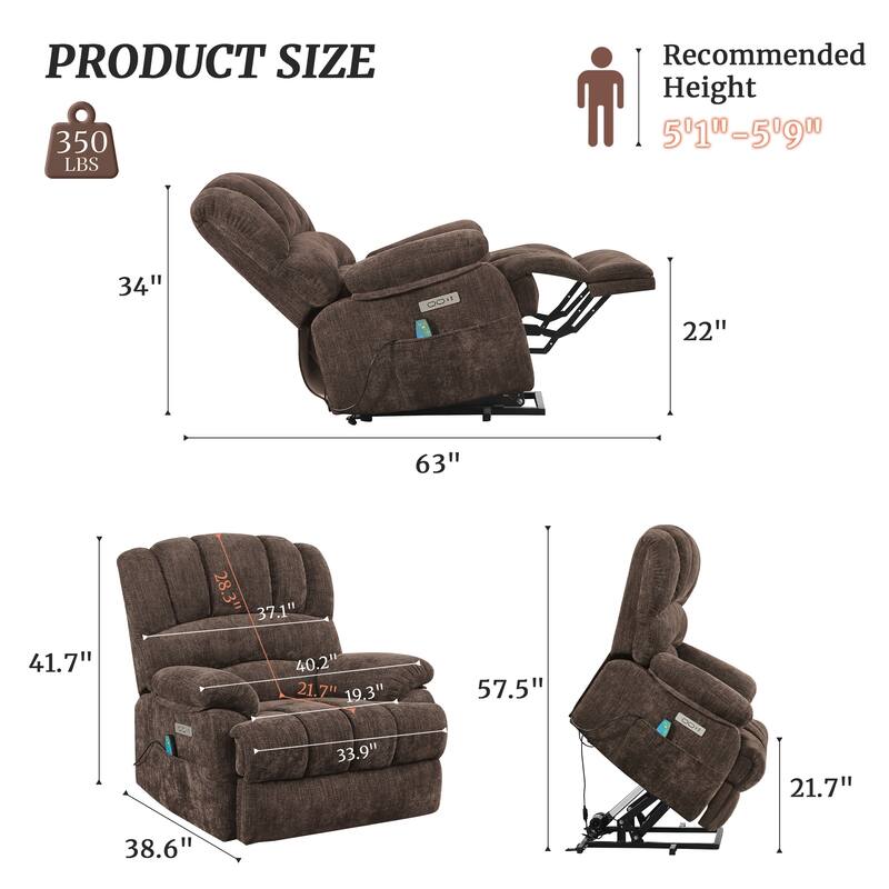 Electric Recliner Chair Lift Recliner with Heat and Massage for Adults Set of 2