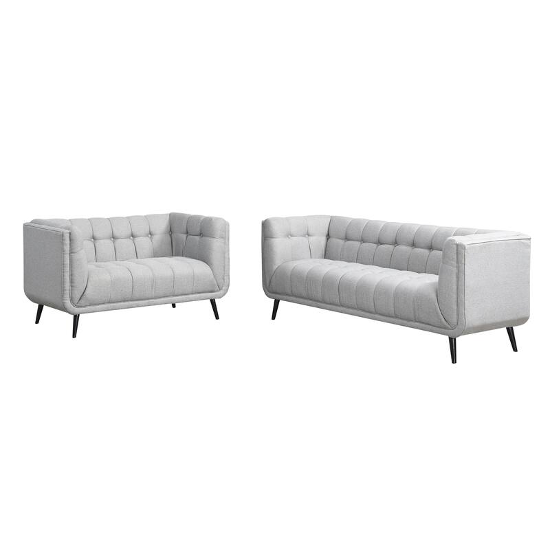 Modern Mid-Century Tufted Upholstered Living Room Sofa Set