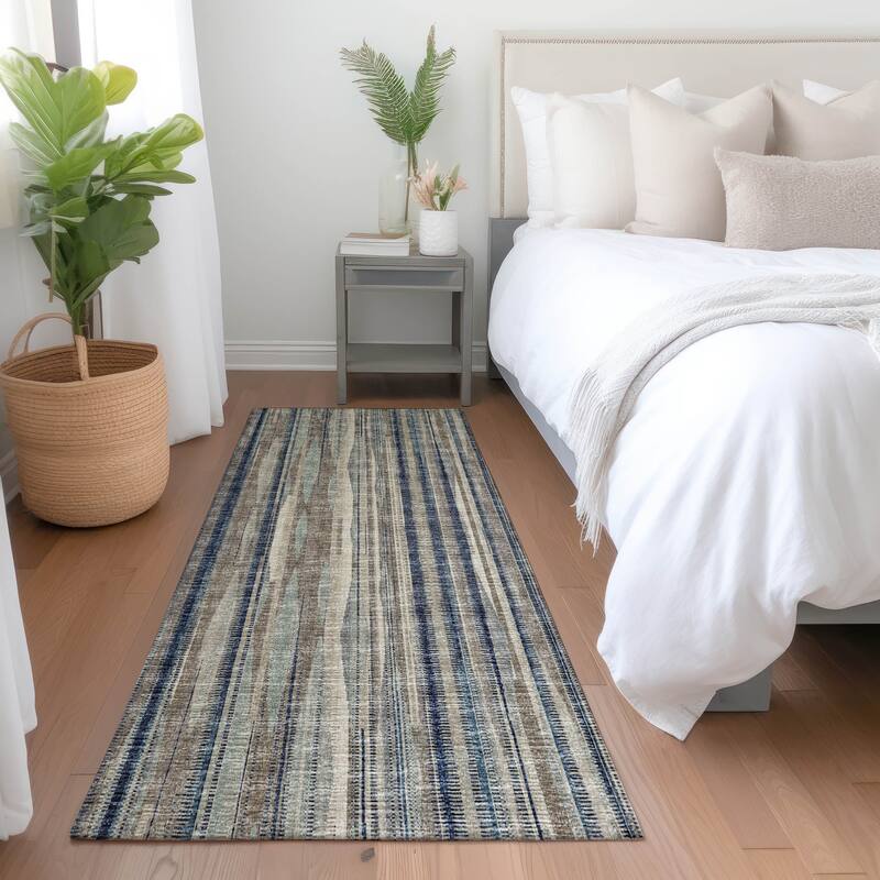 Premium Washable Super Soft Modern Stripes Mayfield Rug - Earth - 2' 3" x 7' 6" - Runner
