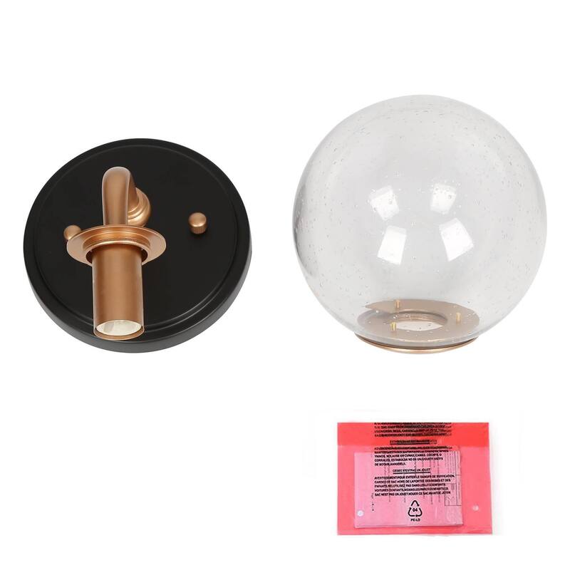 Malryn Modern 1-Light Glass Bathroom Vanity Light Gold Black Wall Sconce