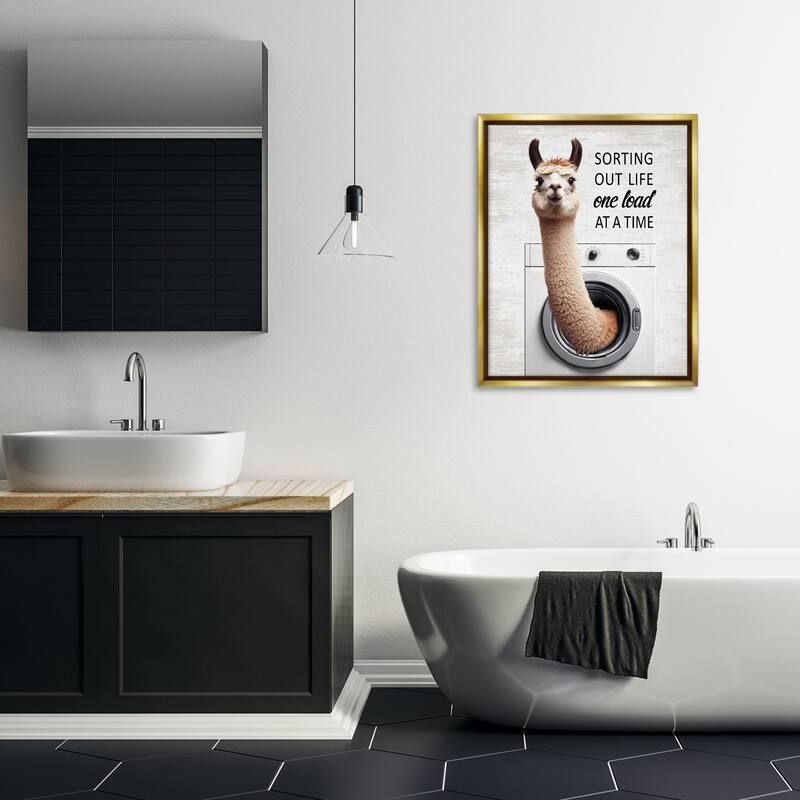 Stupell One Load At A Time Llama Framed Floater Canvas Wall Art Design By Lettered and Lined