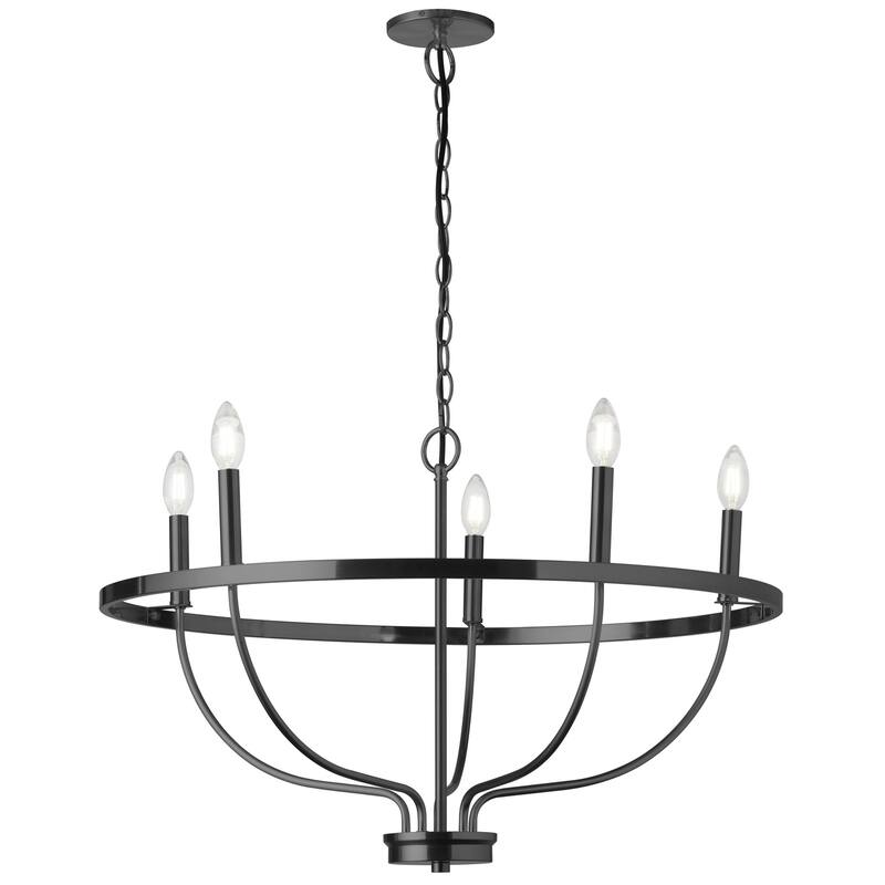 5 Light Chandelier Matte Black Island Lighting Modern Ceiling Light Fixture - 15.75