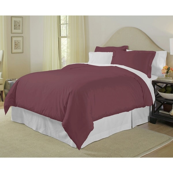 slide 2 of 6, Pointehaven 400 Thread Count 100% Long Staple Cotton 3-piece Duvet Cover Set Plum - Full - Queen