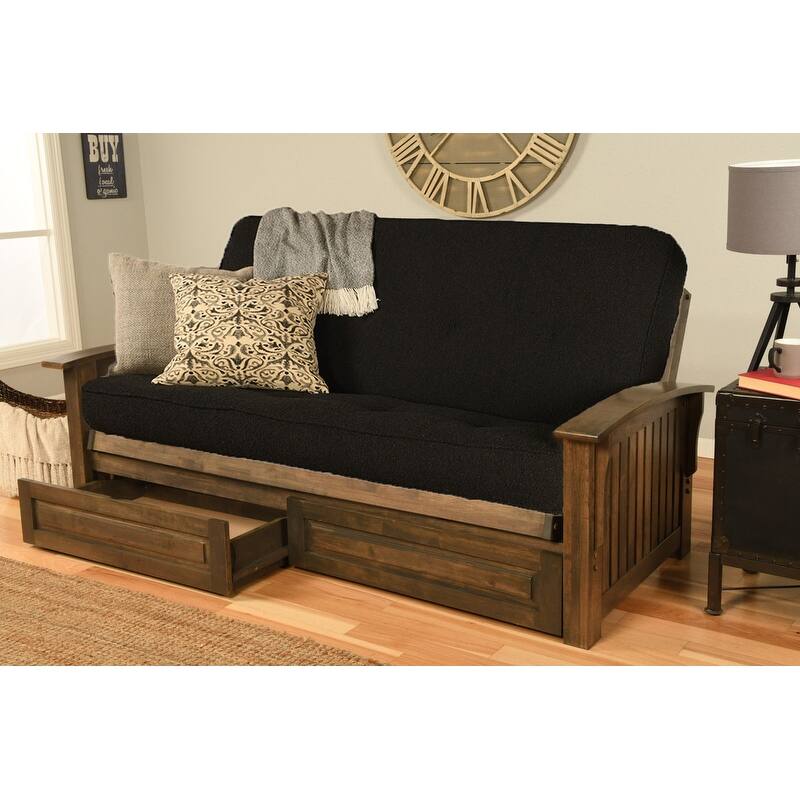 Somette Washington Full-size Futon Frame Includes Storage Drawers and Mattress