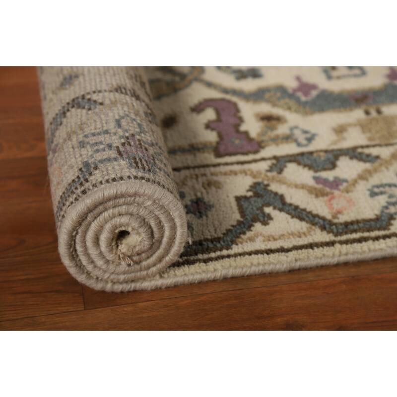 Transitional Oushak Indian Runner Rug Hand-Knotted Wool Carpet - 2'6"x 8'0"