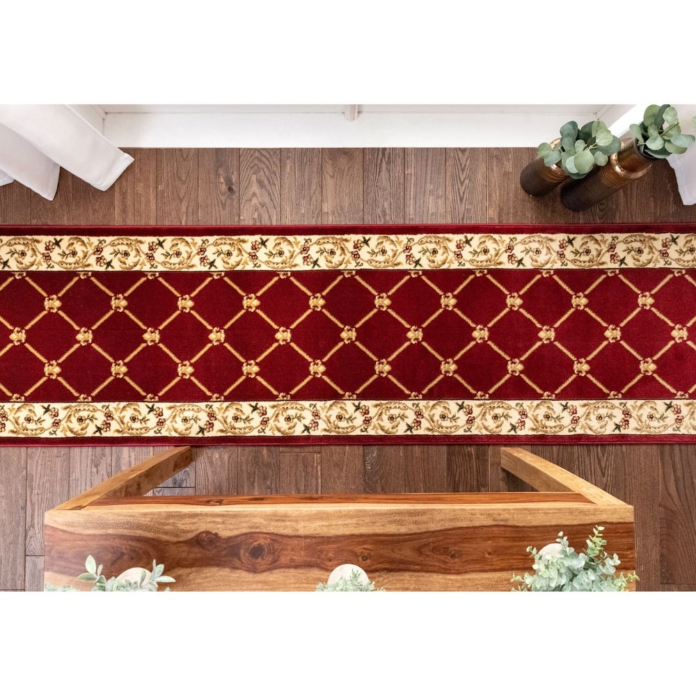 Custom Size Runner Timeless Fleur De Lis Traditional Stair Rug