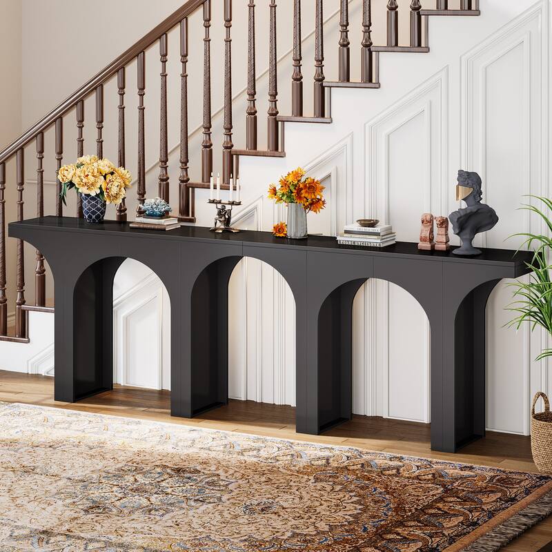 47 Inches Entryway Console Table, Wood Sofa Table - 2 PCS - Black