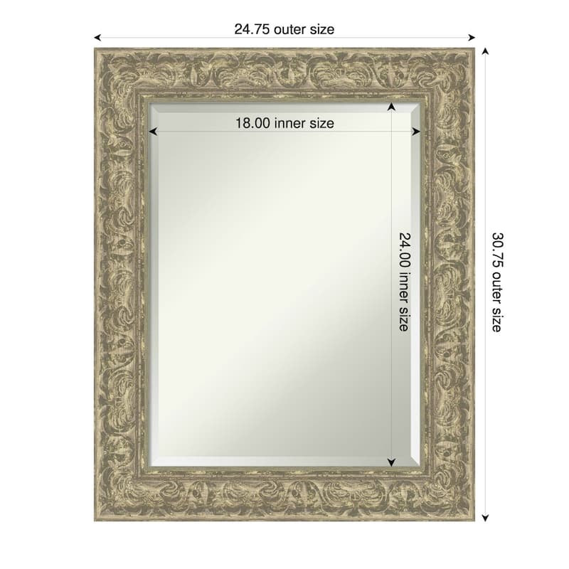 Luxe Beveled Framed Wall Mirror - 25 x 31 in - Luxe Antique Silver