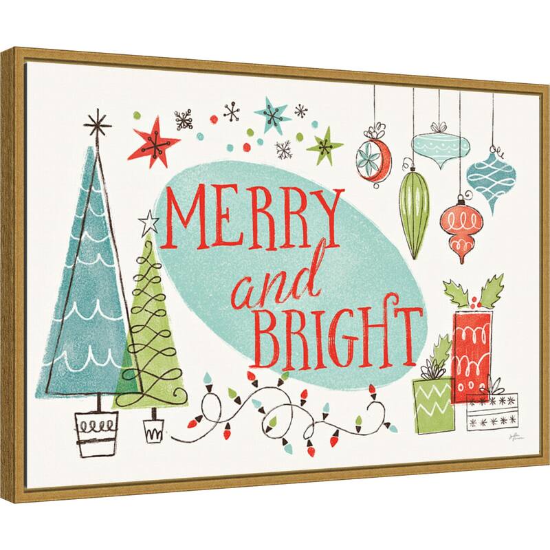 Merry and Bright Christmas Tree by Janelle Penner Framed Canvas Art