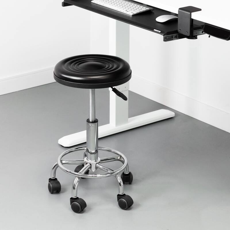 Mount-It! Height Adjustable Stool with Wheels | MI-930 - Black