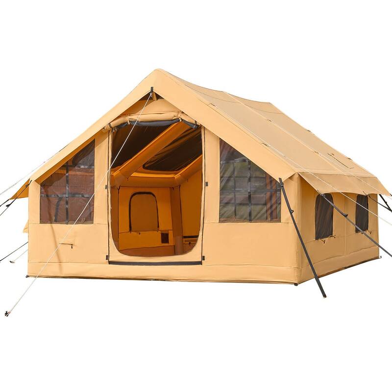 13 x 9 Feet Waterproof Oxford Fabric Inflatable Camping Tent for 5-8 People with 2 Skylights and 4 Windows