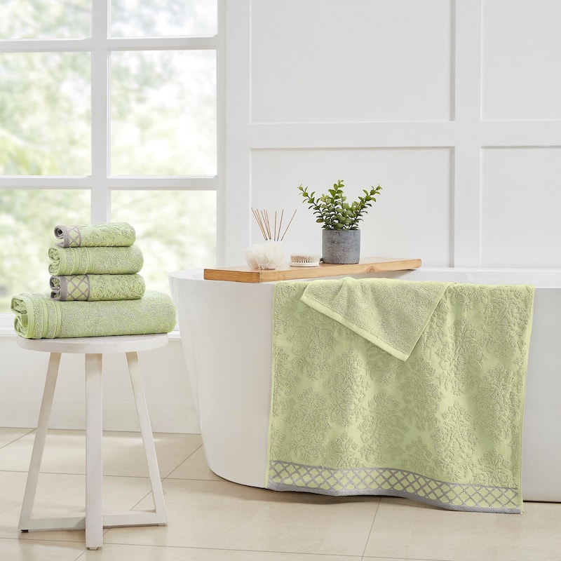 Modern Threads Damask Jacquard 6-piece Embellished Border Towel Set