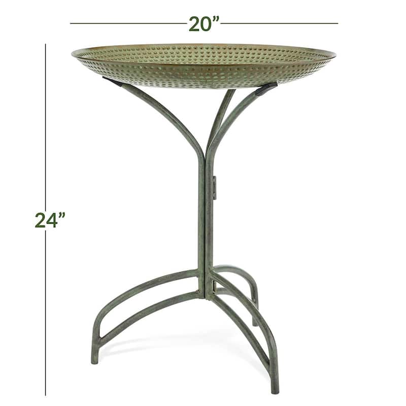 20" Blue Verde Copper Bird Bath with Stand