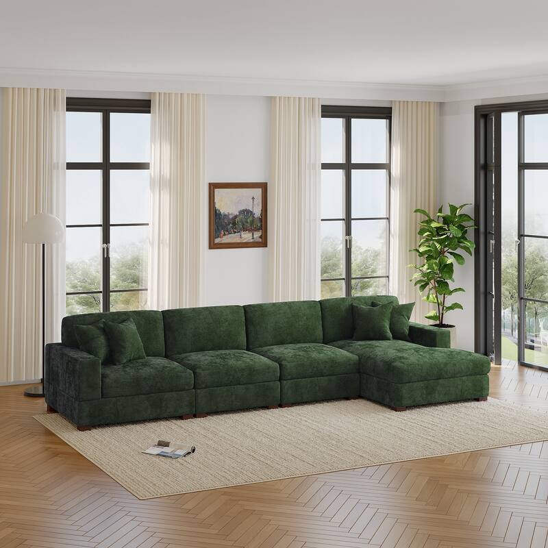 Oversized Modern Chenille L-shape Modular Sectional Sofa with Chaise