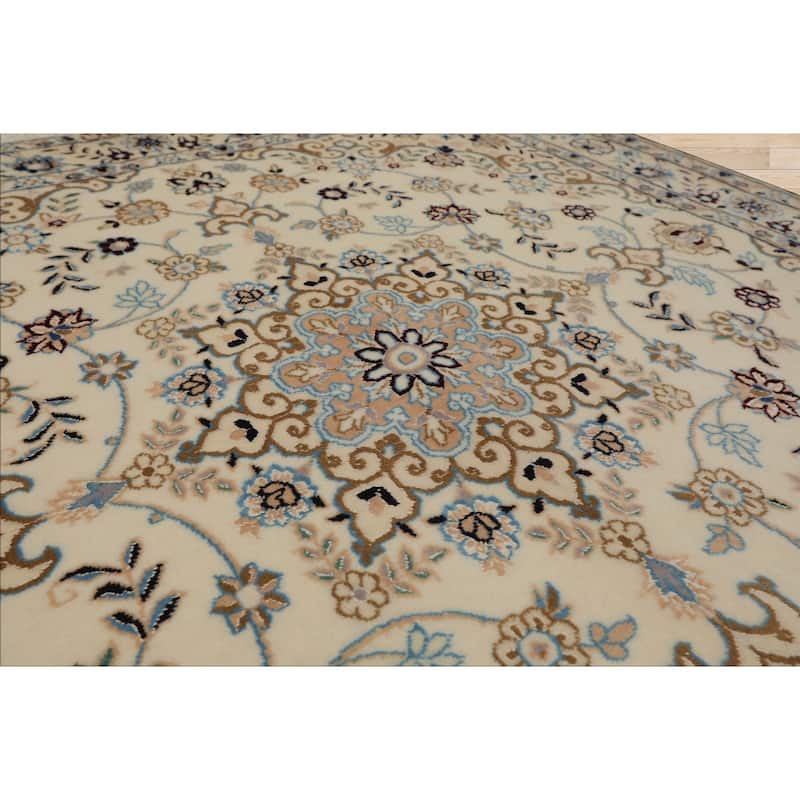 3'5''x3'5'' Hand Knotted Wool Ivory Nain Traditional 400 KPSI Rug - 3' 5'' x 3' 5''