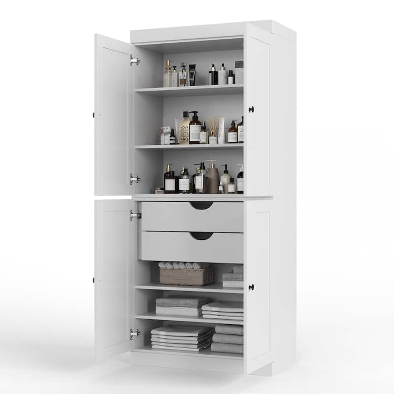 Palace Imports 100% Solid Wood 32" Bathroom Storage Cabinet with Shaker Doors, 2-Drawers and Adjustable Shelves