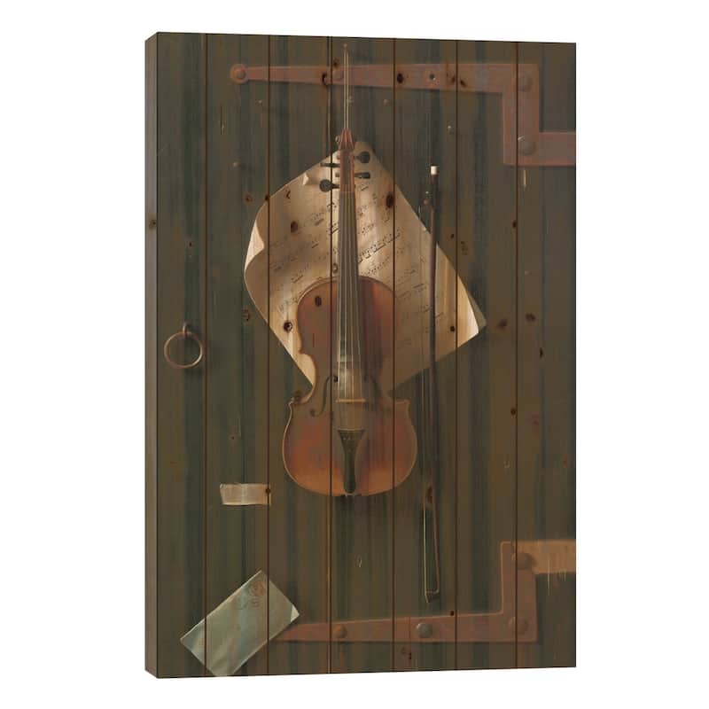 The Old Violin Print On Wood by William Michael Harnett - Multi-Color - 40x26x1.5