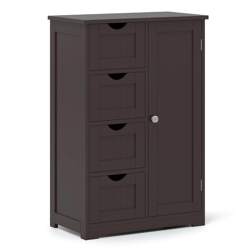 Costway Wooden 4 Drawer Bathroom Floor Cabinet Storage Cupboard 2