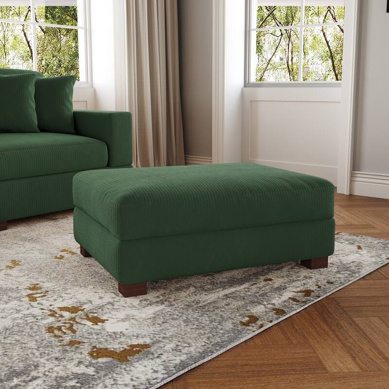 Modern Rectangle Oversized Stripe Corduroy Ottoman