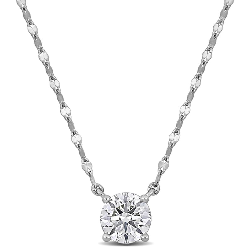 Miadora 1.07ct TDW Diamond Solitaire Necklace in White Platinum - 18 in
